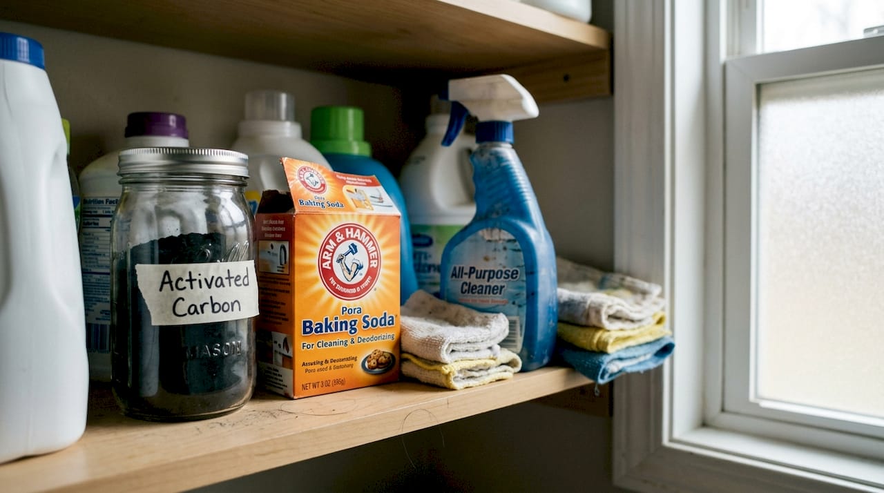 Activated carbon and baking soda for odor