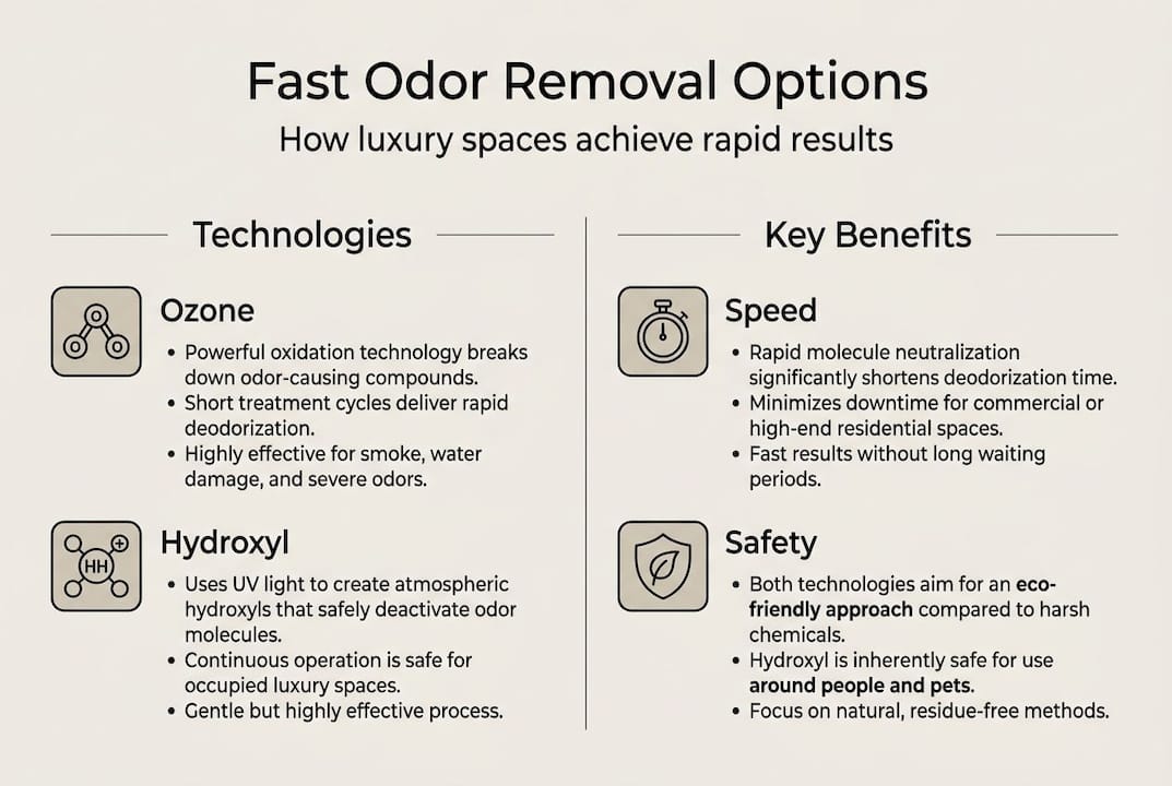 Infographic showing fast, eco-friendly odor removal methods