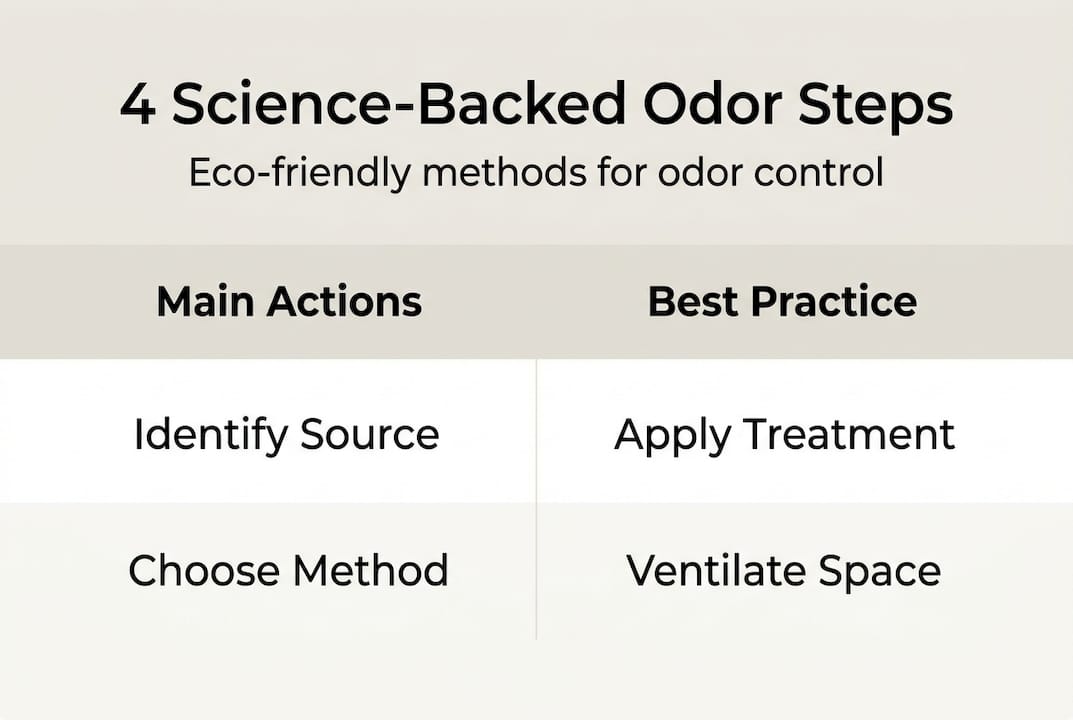 Infographic showing four eco-friendly odor elimination steps