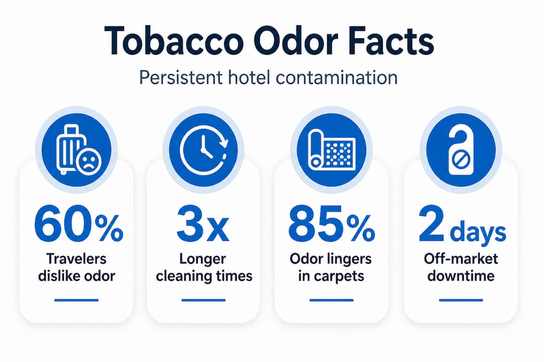 Infographic showing tobacco odor hotel stats