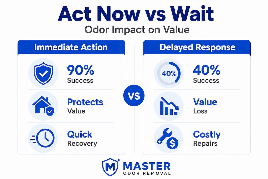 Infographic comparing immediate and delayed odor removal