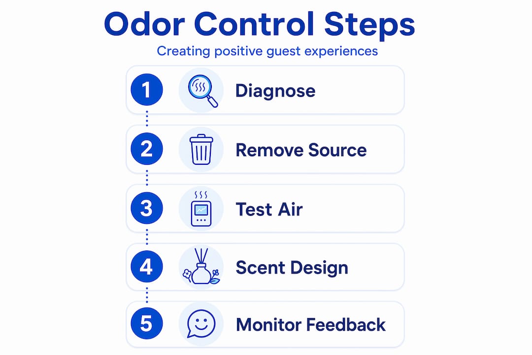Infographic showing five key odor control steps