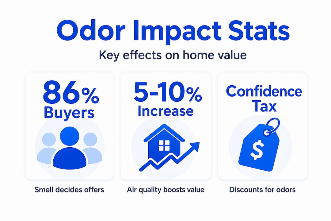 Odor impact infographic with main statistics