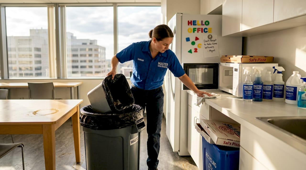 Cleaning staff removing office odors