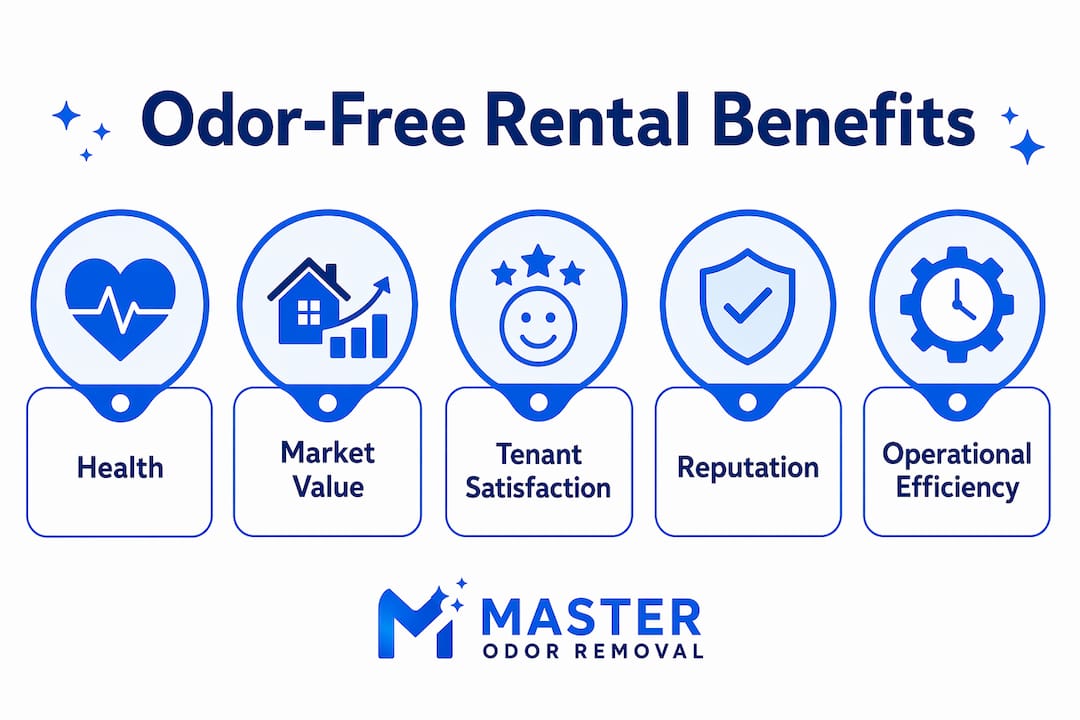 Infographic illustrating benefits of odor-free premium rentals