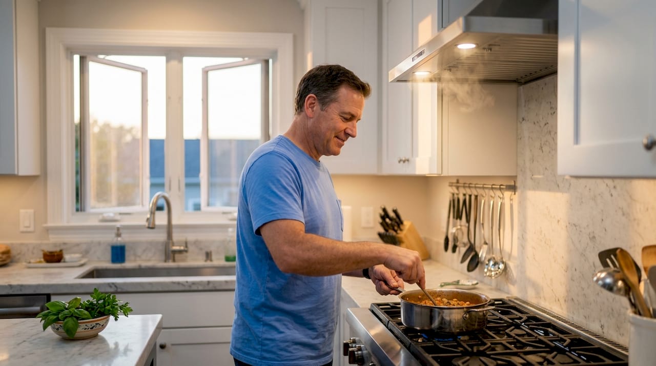 Kitchen ventilation during cooking odor control