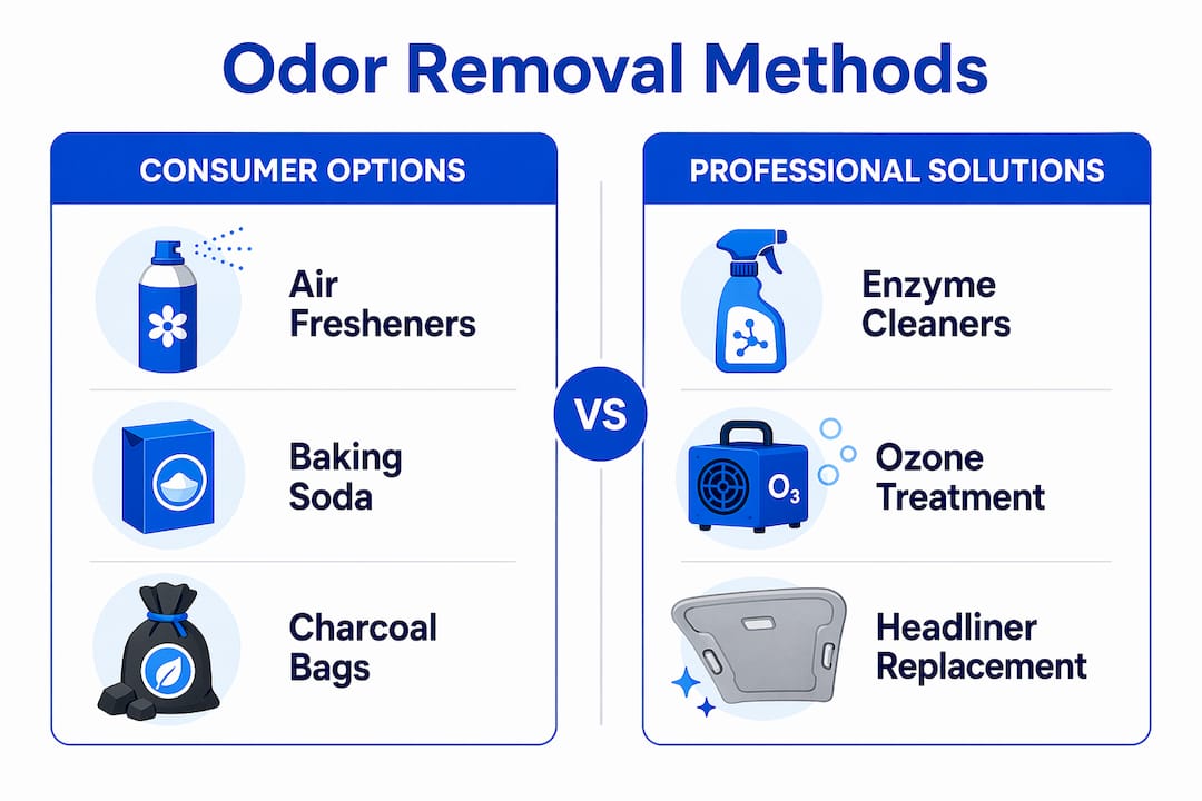 Infographic comparing odor removal methods