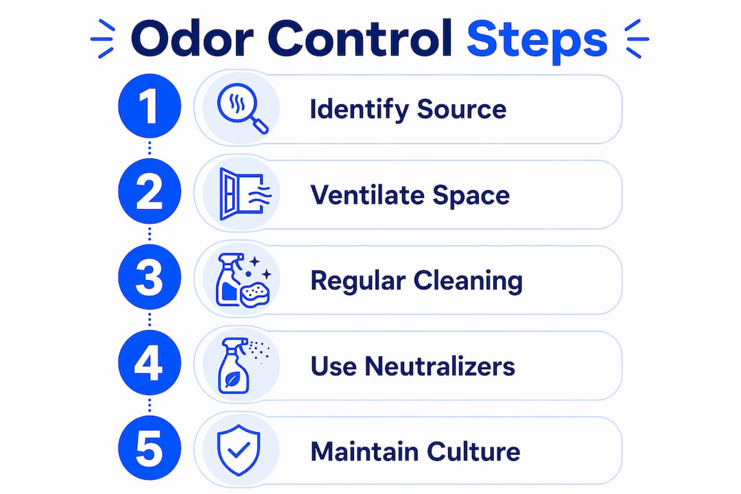 Infographic outlining 5 odor control steps