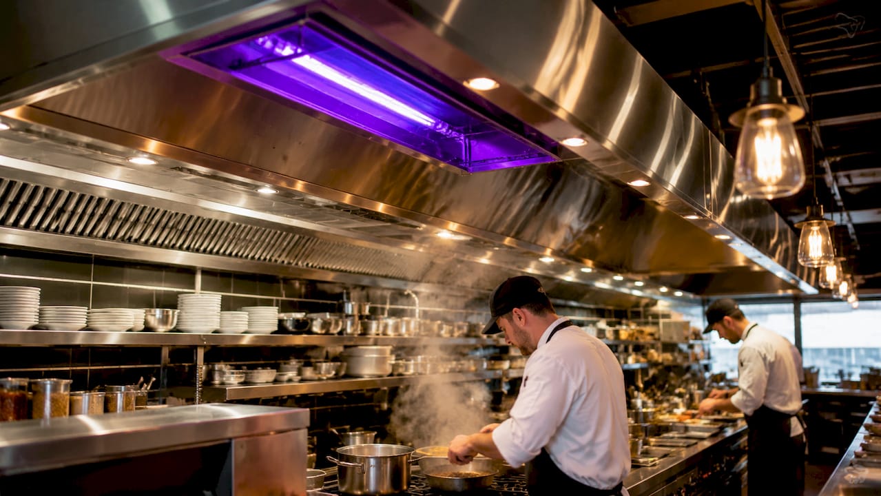 UV-C technology inside commercial kitchen duct