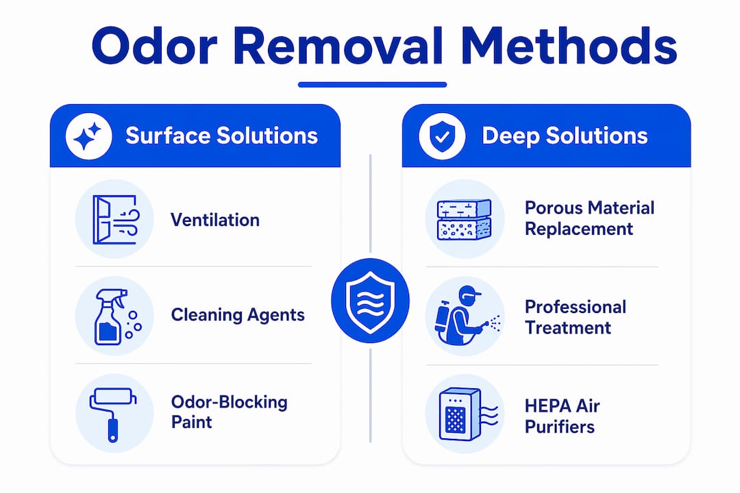 Infographic comparing tobacco odor removal methods