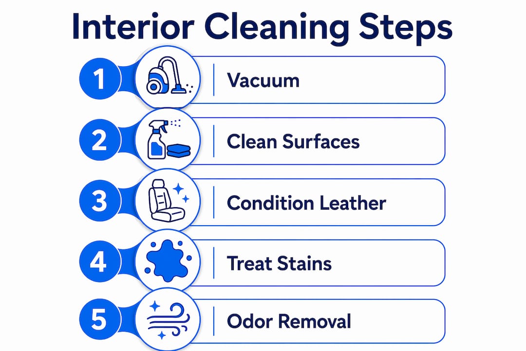 Infographic showing step-by-step cleaning process