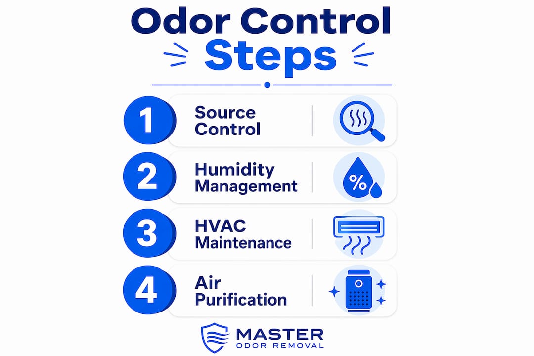 Infographic showing four key odor control steps