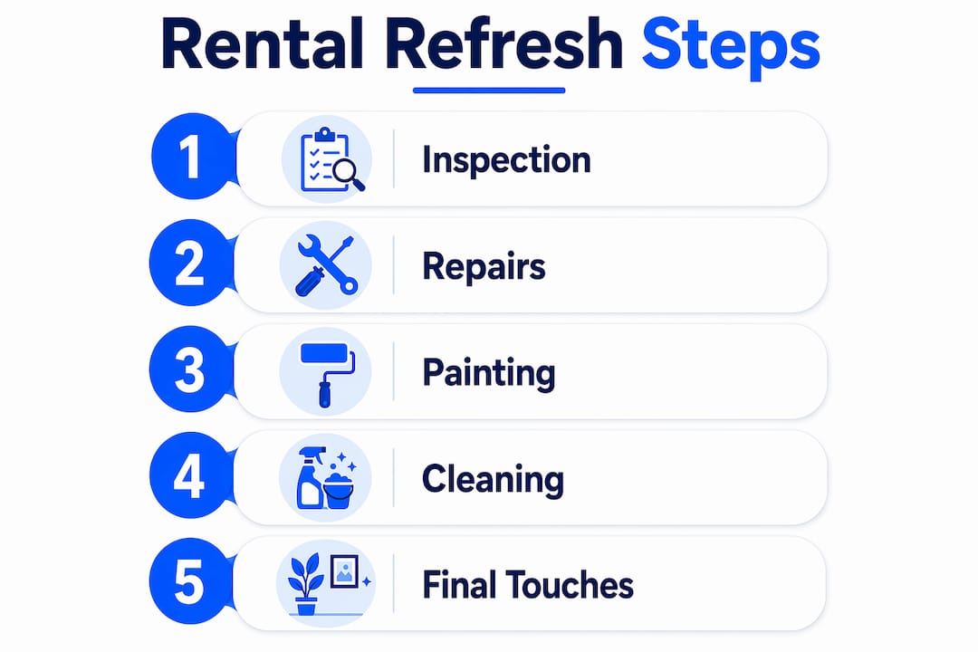 Infographic illustrating rental property refresh steps