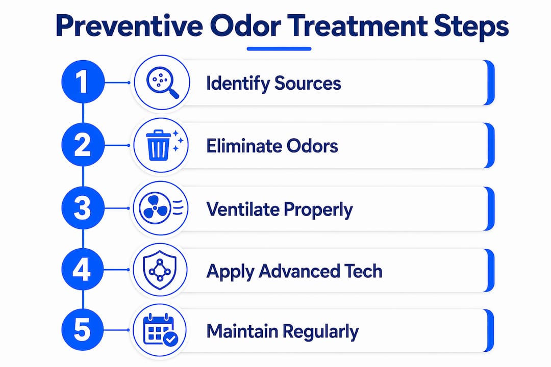 Infographic showing preventive odor treatment steps