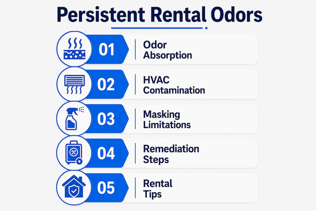 Infographic illustrating rental car odor persistence and solutions