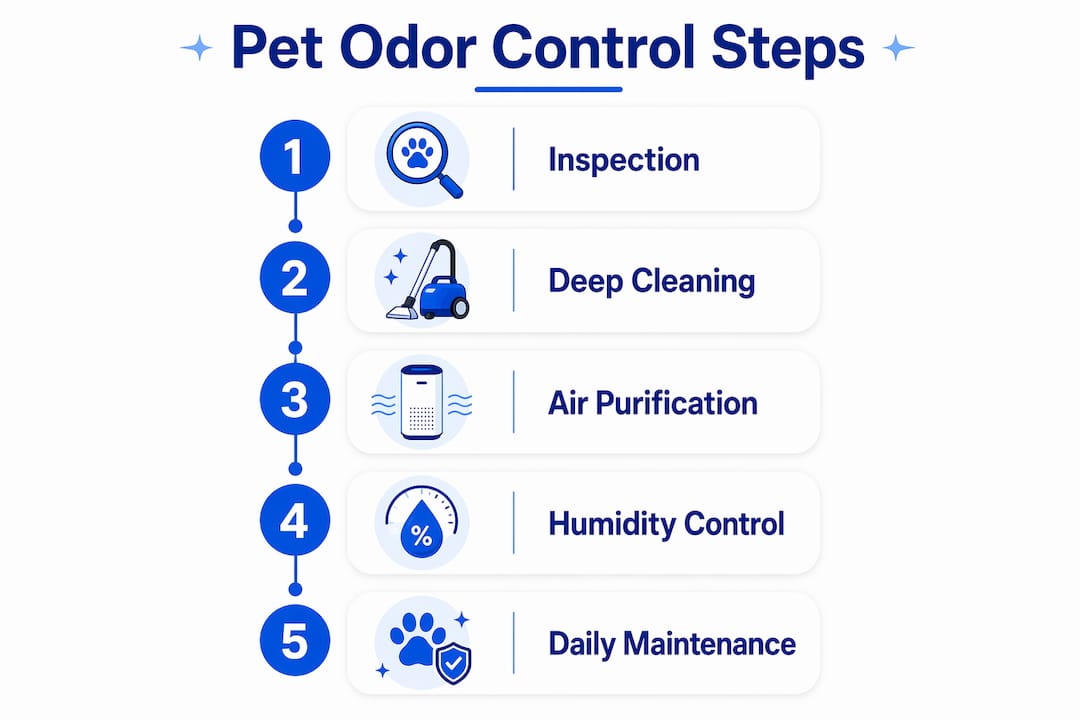 Infographic showing pet odor control steps