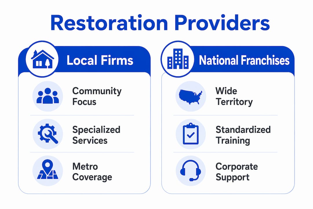 Infographic comparing local and national restoration providers