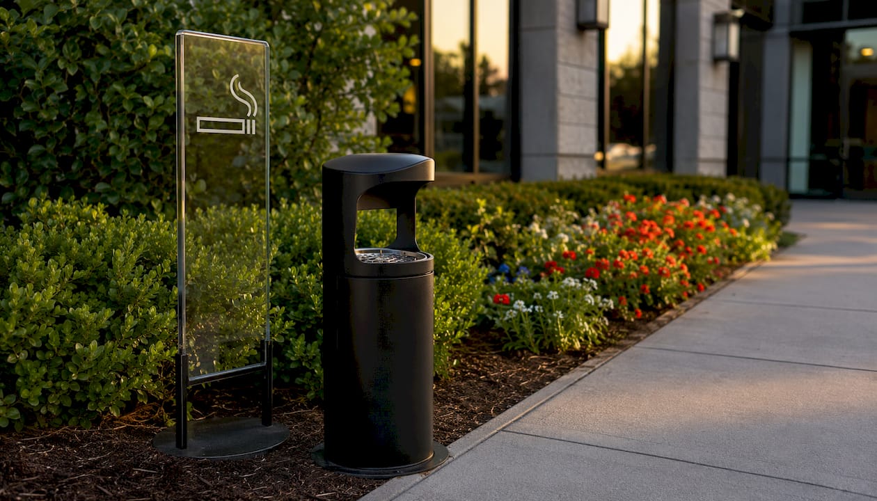 Designated smoking area relocated from entrance