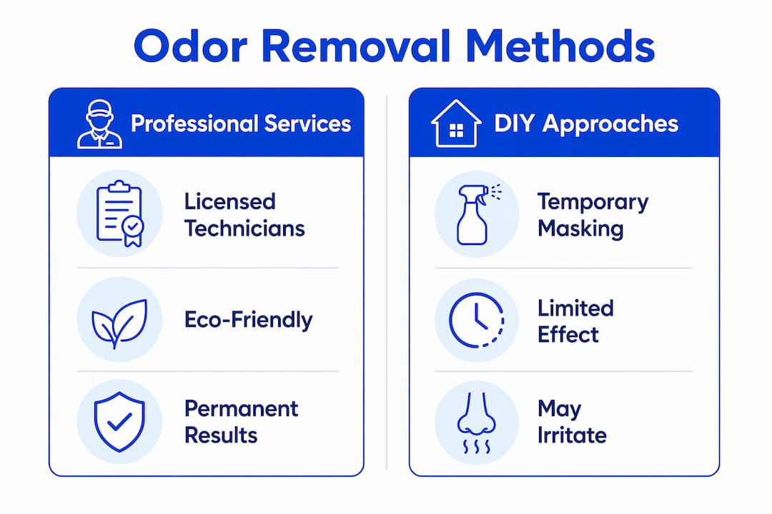 Infographic comparing professional and DIY odor removal