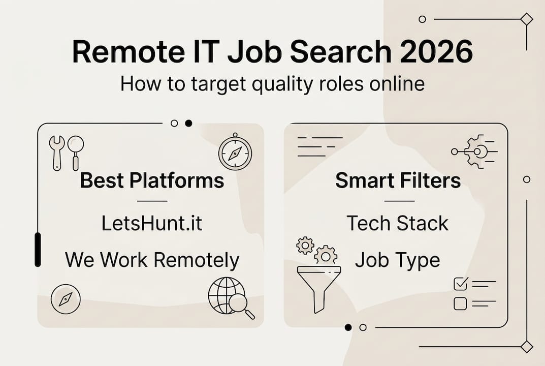 Infographic on best remote IT job platforms and filters