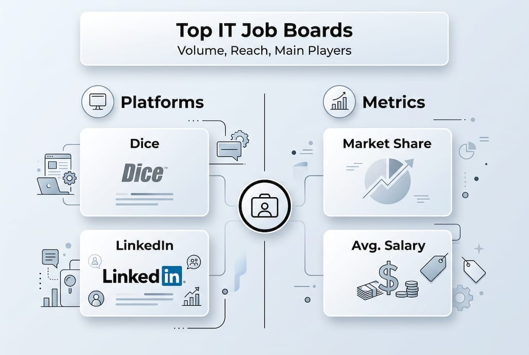 Infographic comparing top IT job boards