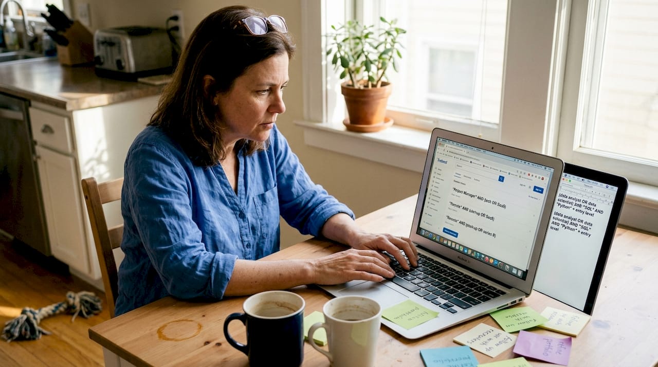 Woman uses advanced job search filters