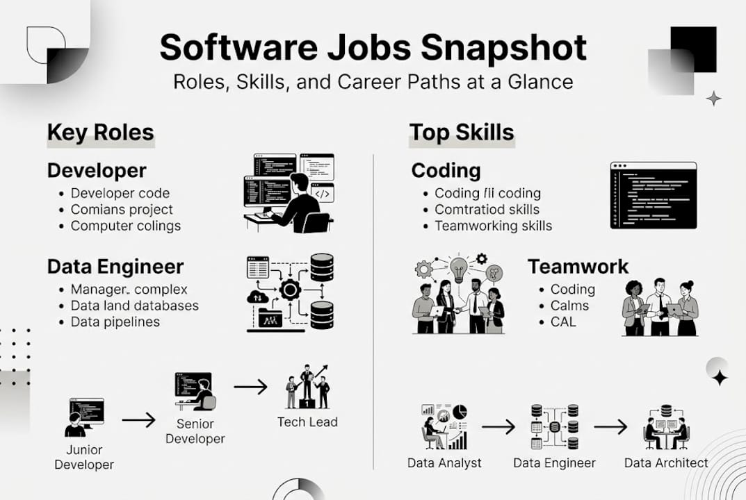 Infographic summarizing software job roles and skills