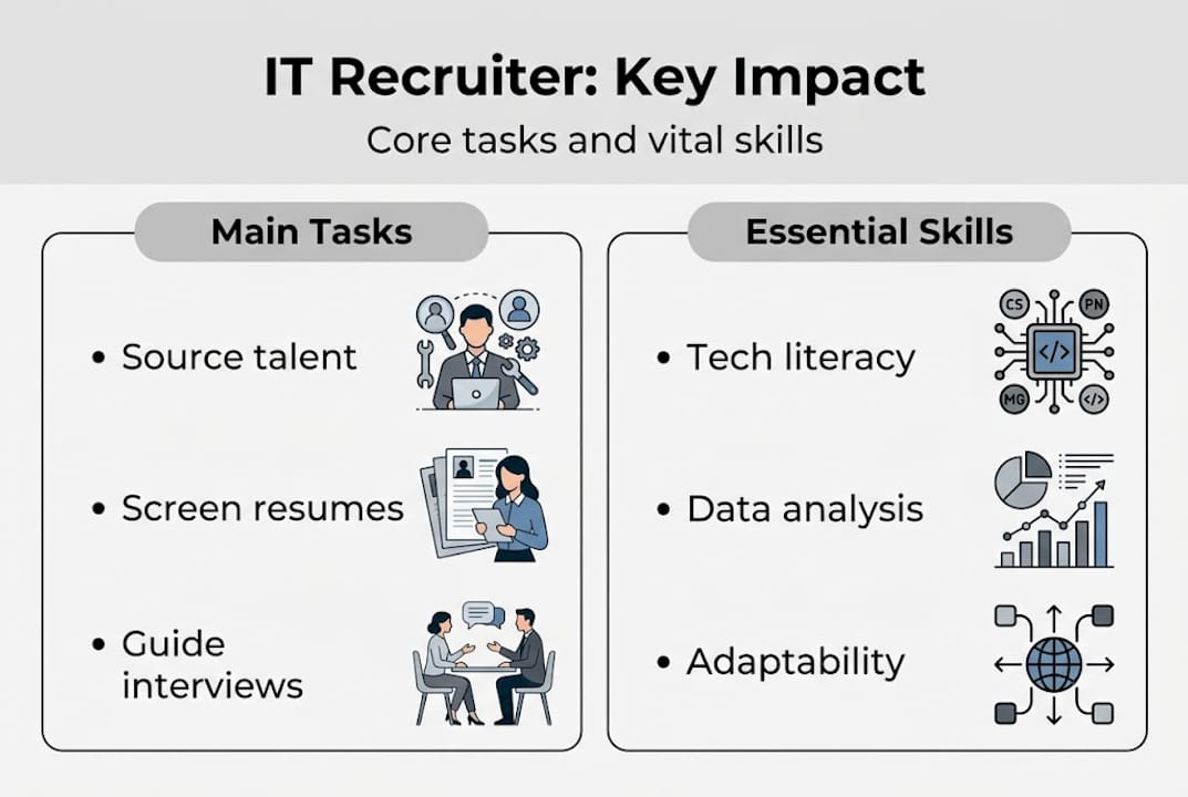 Infographic: IT recruiter tasks and skills summary