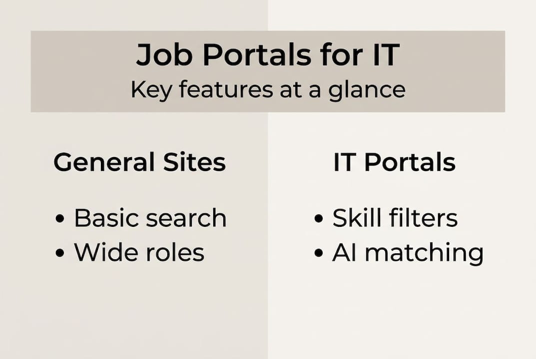 Infographic comparing general and IT job portals