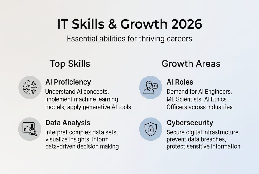Infographic highlighting 2026 IT skills and sectors
