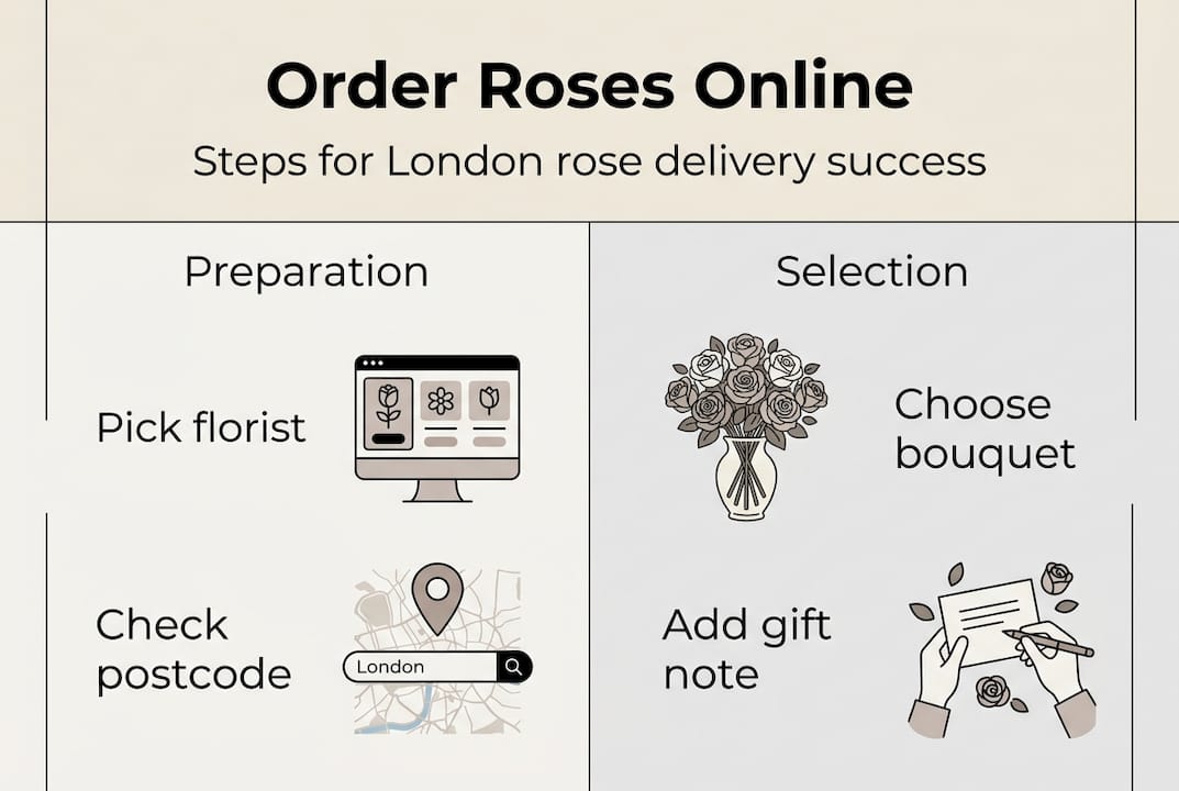 Infographic visualizing rose ordering steps