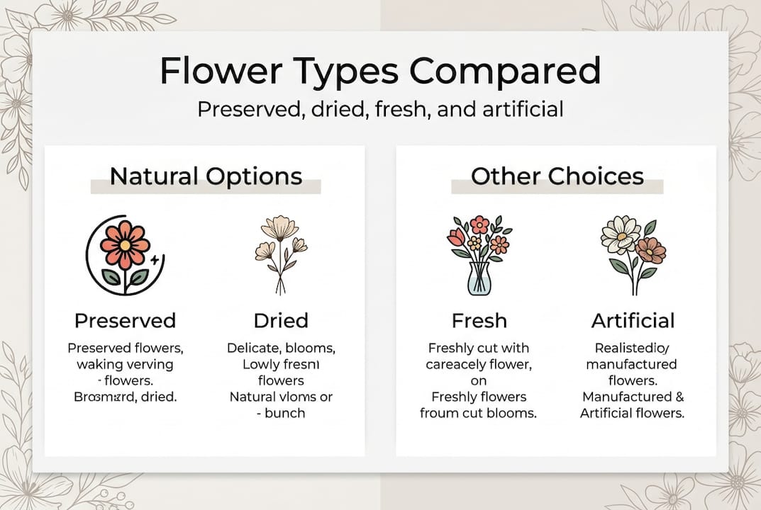 Infographic comparing flower types and benefits
