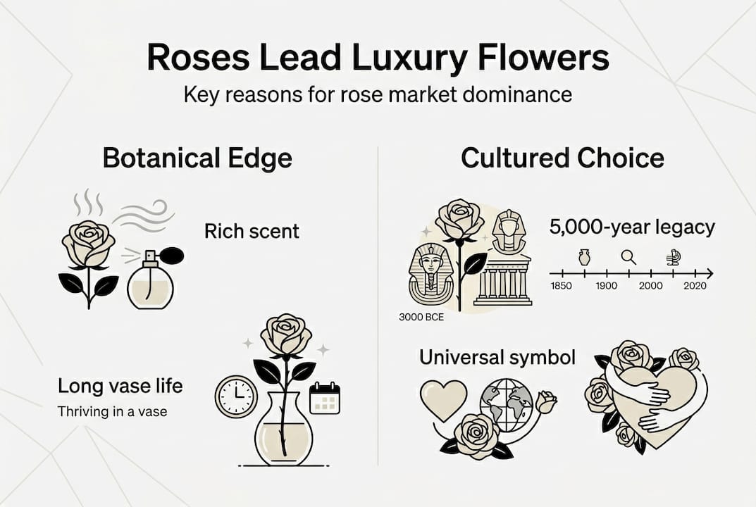 Infographic comparing roses and luxury flowers