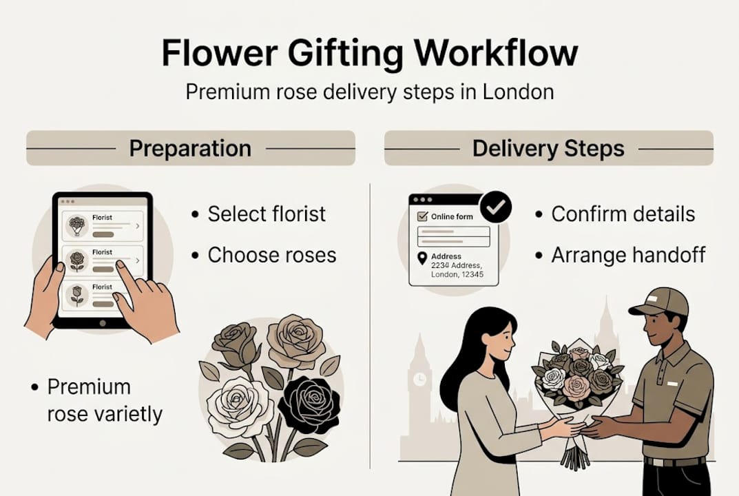 Infographic showing premium flower gifting workflow