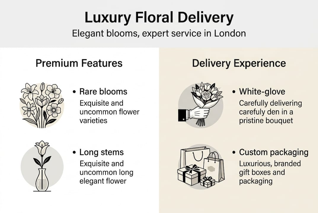Infographic outlining luxury floral delivery features