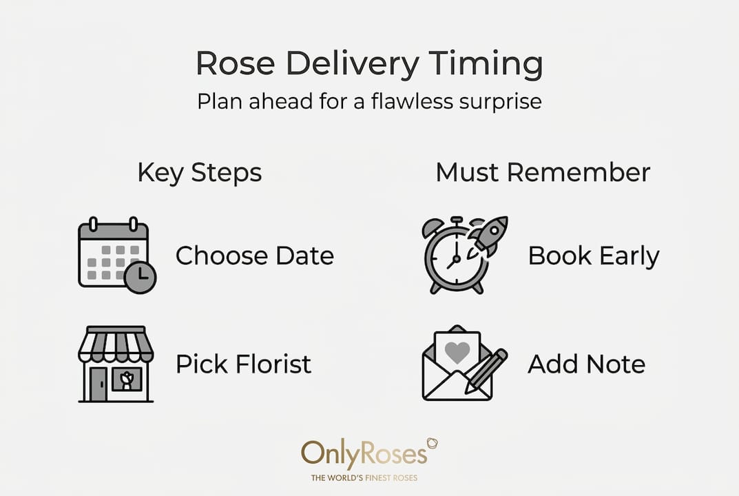 Infographic timelines for planning rose delivery