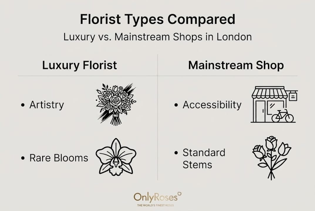 Infographic comparing florists in London