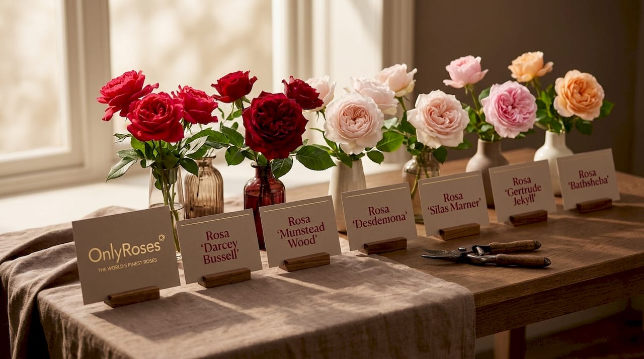 Display of premium UK rose varieties