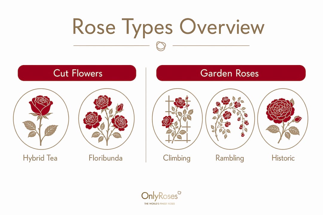 Infographic comparing premium rose types