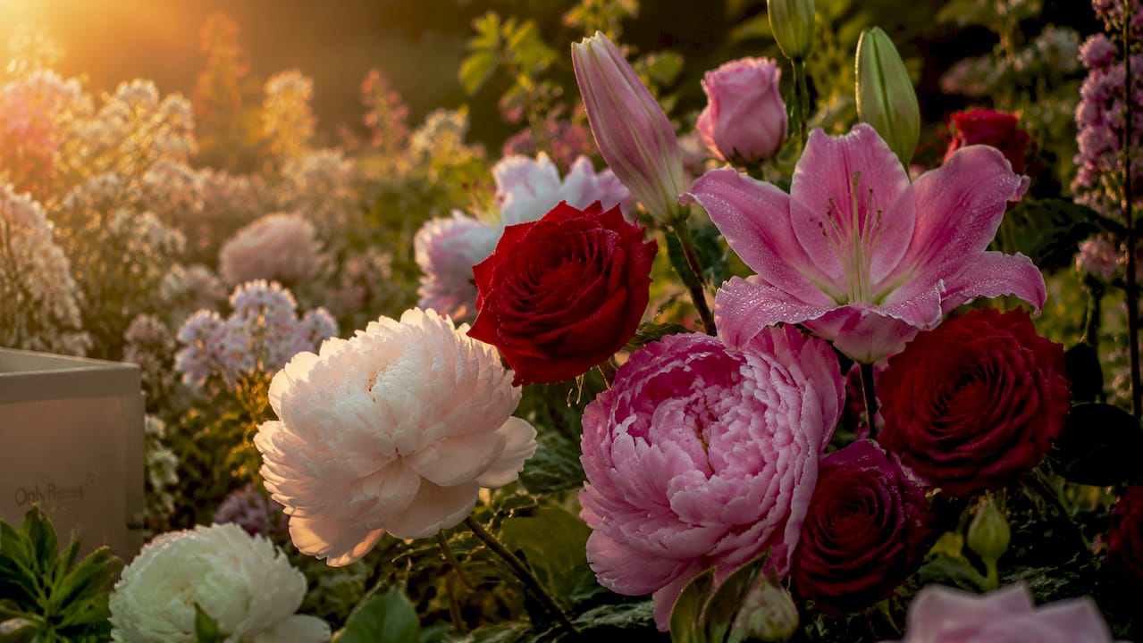 Close-up of fresh flower bouquet blooms