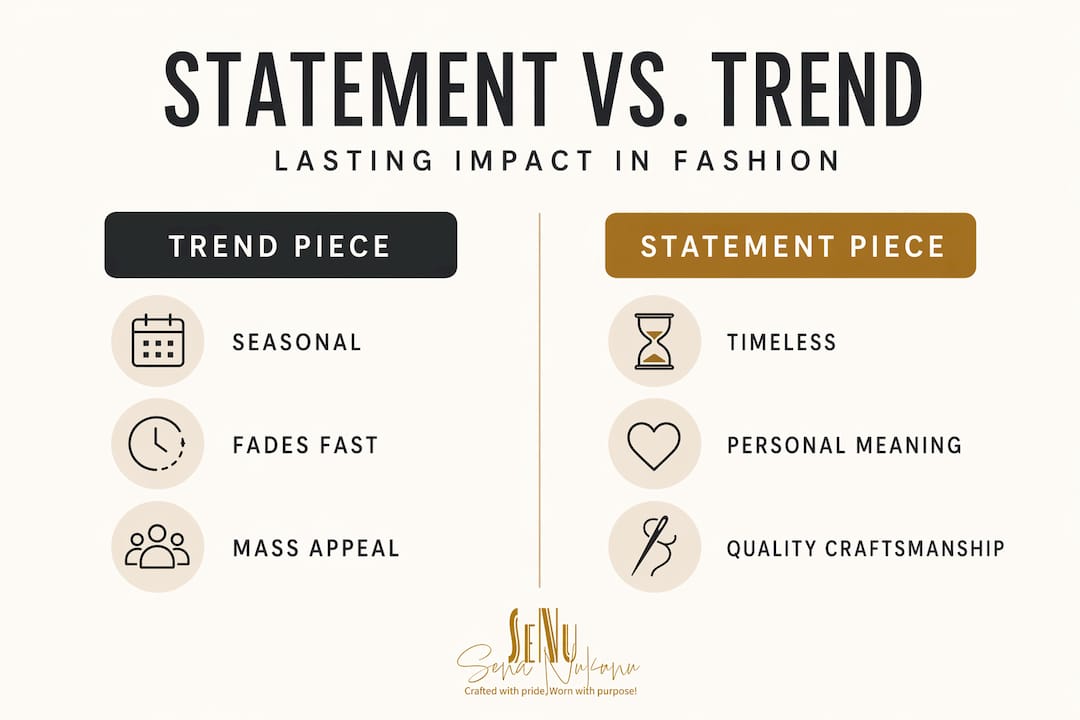 Infographic comparing statement pieces with trends