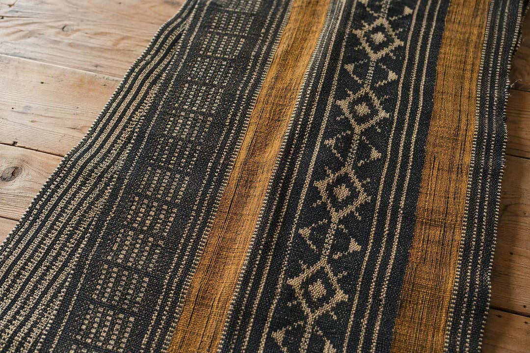 Close-up of handwoven West African textile