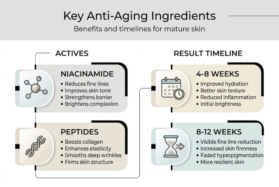Infographic showing anti-aging ingredient timelines