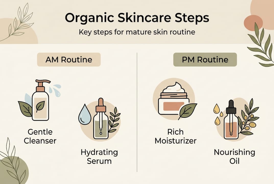 Infographic showing organic skincare workflow steps