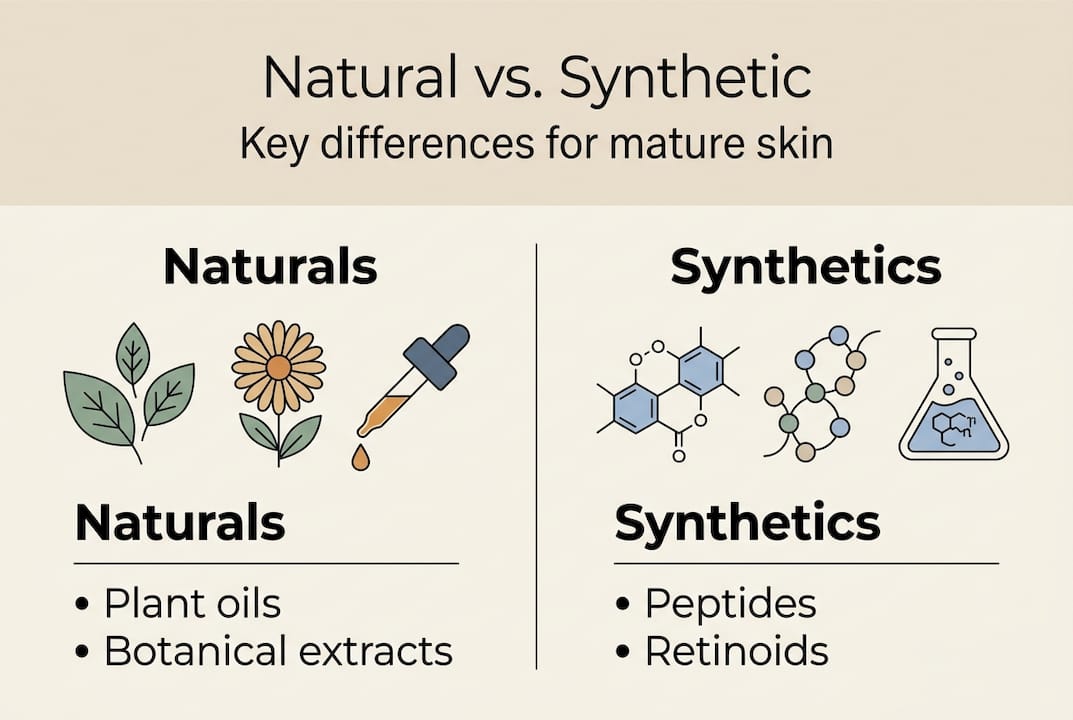 Infographic shows natural and synthetic skincare comparison