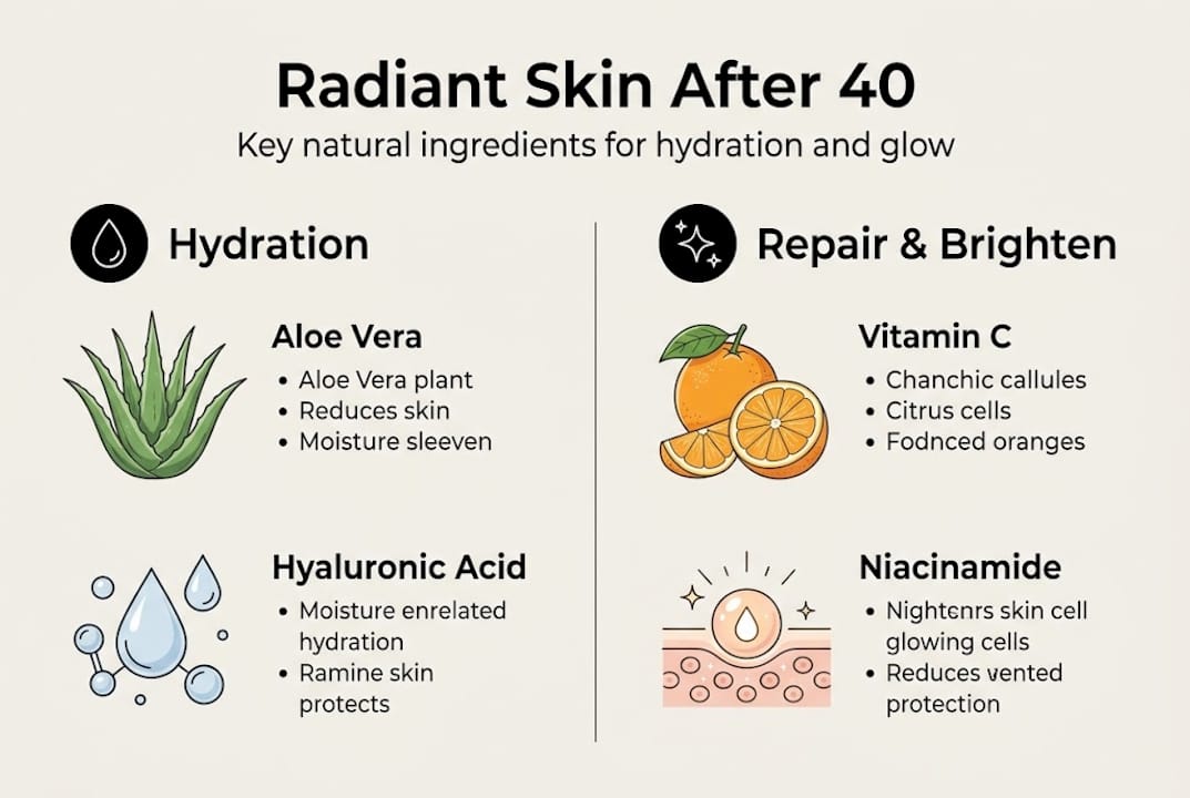 Infographic showing key natural skin ingredients