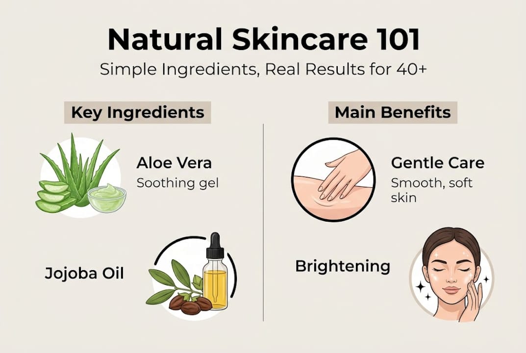Infographic shows natural skincare ingredients and benefits