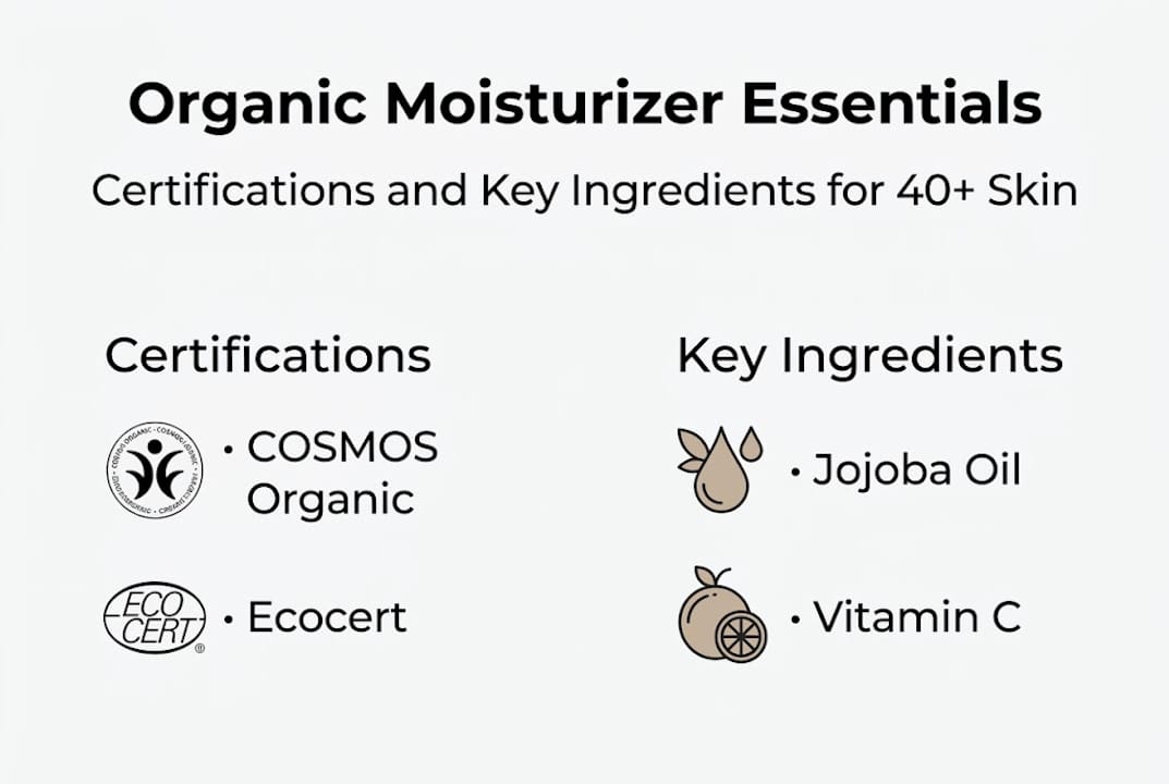 Infographic on organic moisturizer certifications and ingredients