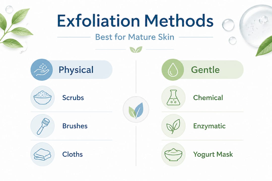 Infographic comparing physical and gentle exfoliation methods