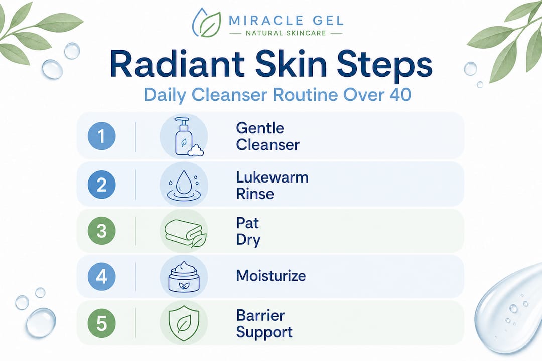 Infographic daily cleanser routine for radiant skin